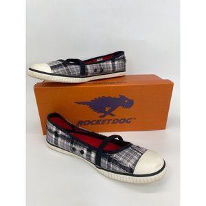 Rocketdog Women's Slip On Flats Putter Torn Plaid Cotton Sz 7.5 Sneaker Mary Jan